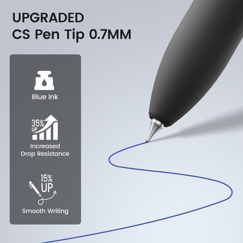 Jimmidda 8Pcs Blue Gel Pens - 0.7mm Blue Ink Pens Medium Point | Smooth Writing - Quick Drying Retractable Pen for Men Women (Vintage - 8Pcs) - Image 3